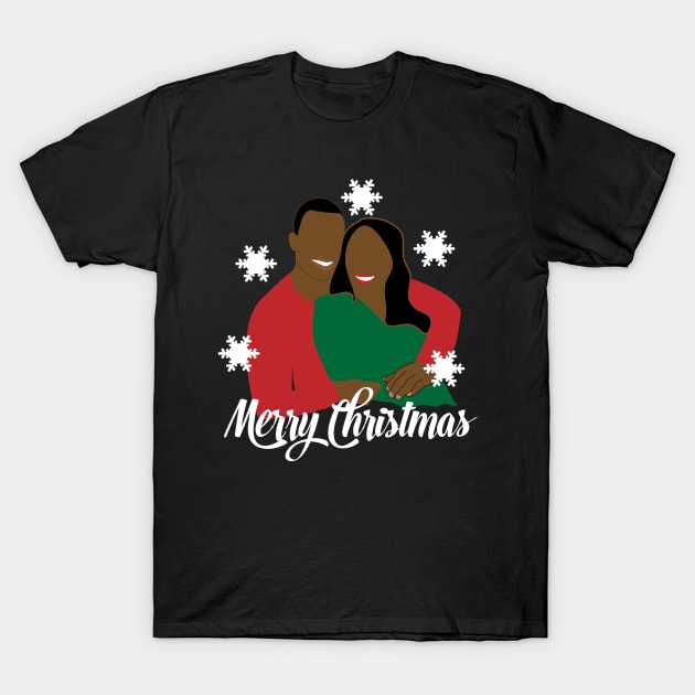 African American Couple Black Love Christmas T-Shirt by blackartmattersshop